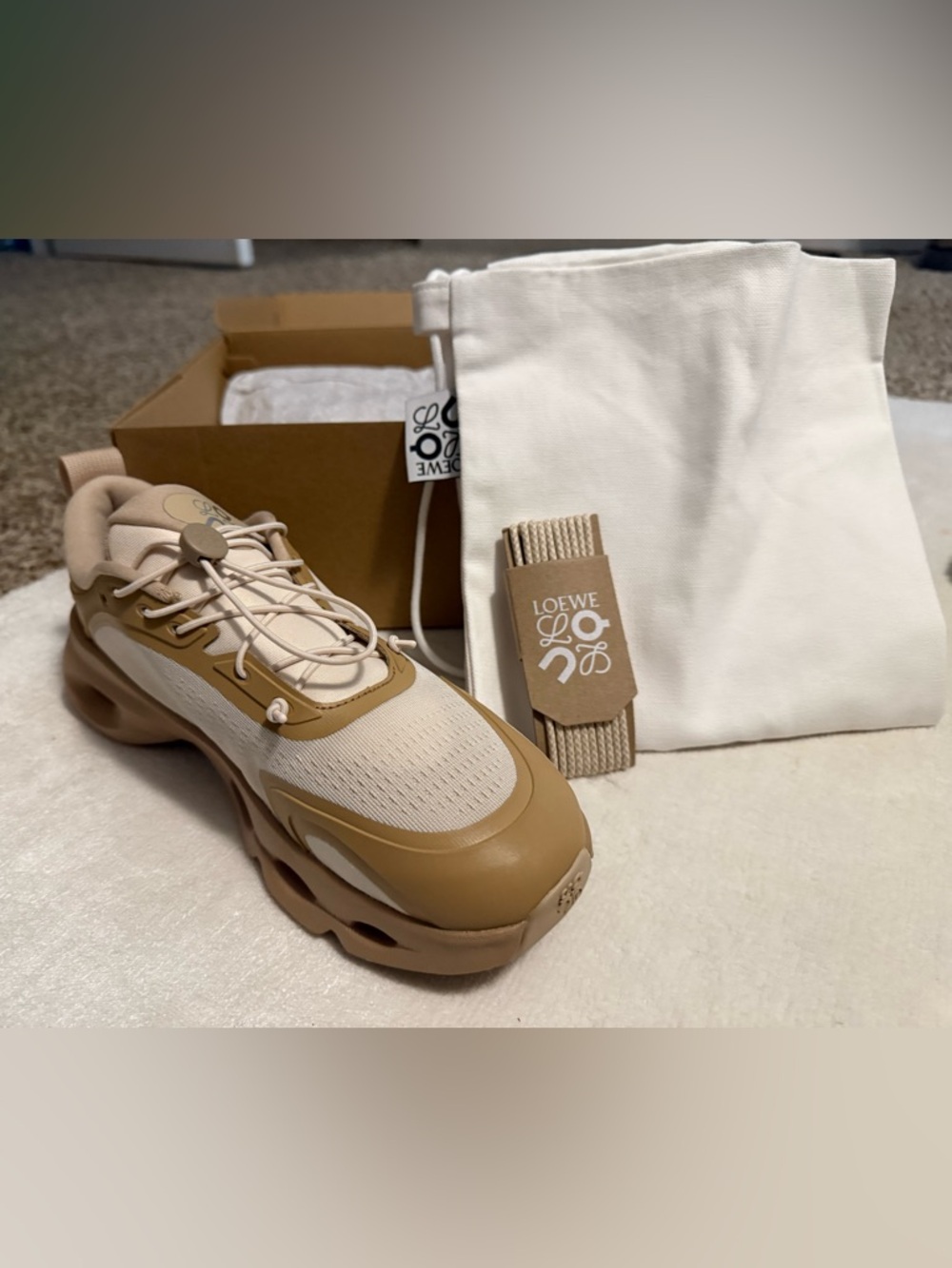 Loewe Neutral Beige and Cream Chunky Runner Sneaker